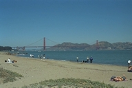 San Francisco - Beach with Golden Gate Bridge in the back